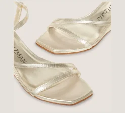 Stuart Weitzman Mid Heel Sandals|Wedges & Espadrilles-CHANGE LOCATION Liquid Metallic Leather/Light Gold