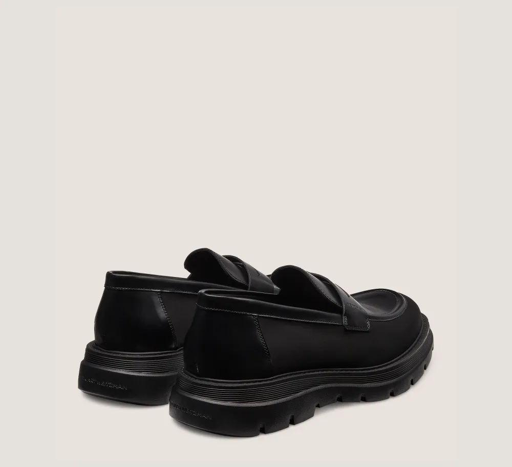 Stuart Weitzman MEN'S-CHANGE LOCATION Brushed Leather & Fabric/Black