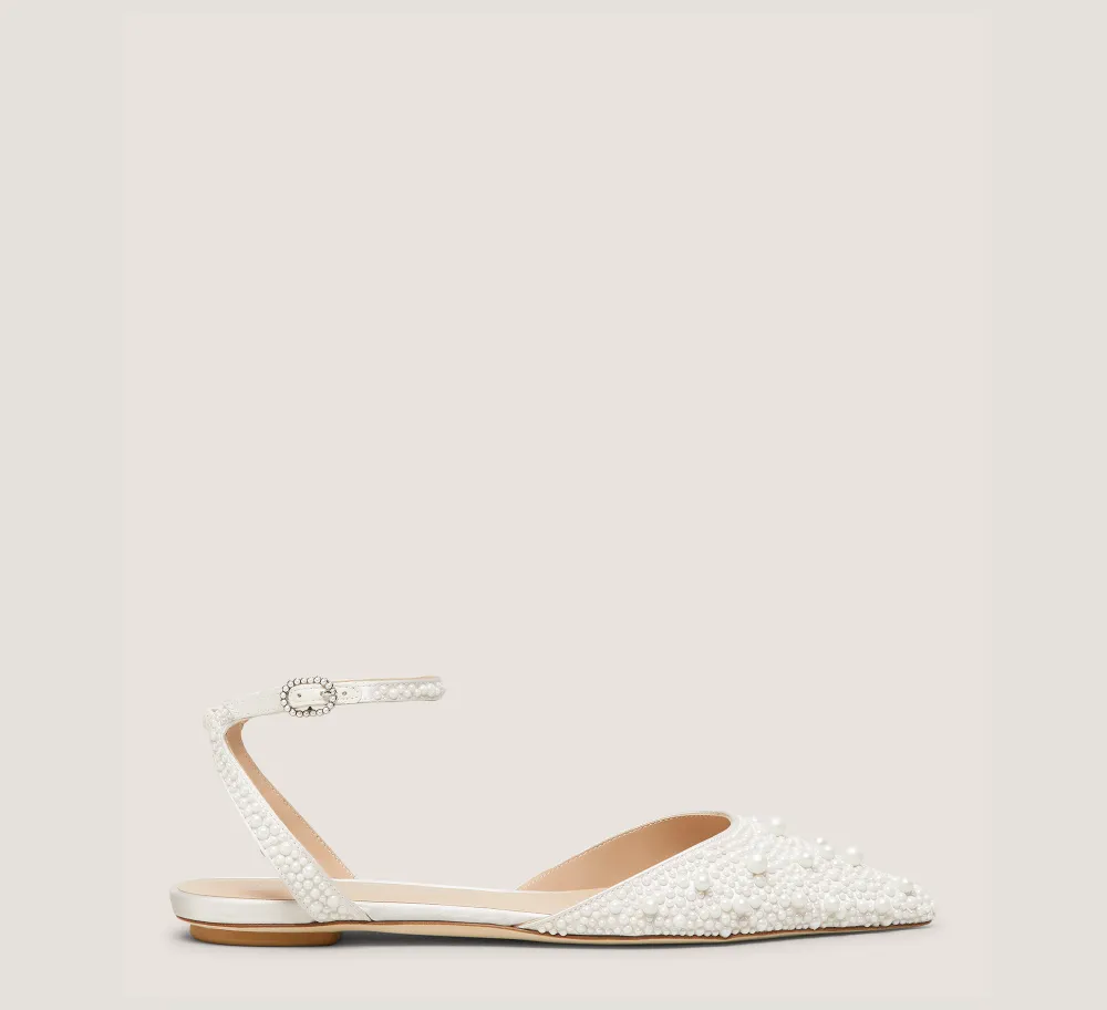 Stuart Weitzman The Bridal Collection|The SW Exclusives Collection-CHANGE LOCATION Satin & Pearls/Cream