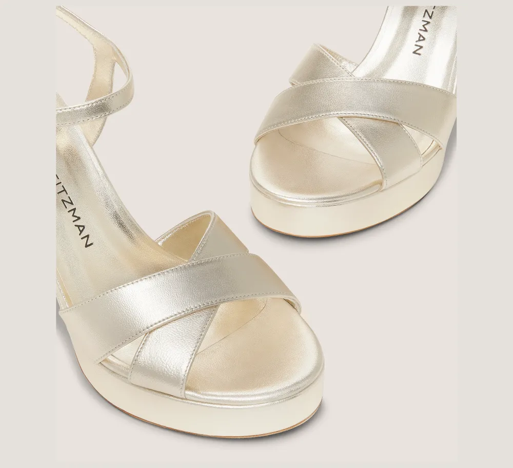 Stuart Weitzman High Heel Sandals|The Bridal Collection-CHANGE LOCATION Liquid Metallic Leather/Light Gold