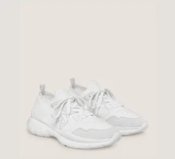 Stuart Weitzman Sneakers-CHANGE LOCATION Leather & knit fabric/White