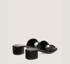 Stuart Weitzman Flat & Low Heel Sandals|Trending: Block Heels-CHANGE LOCATION Lacquered Nappa Leather/Black