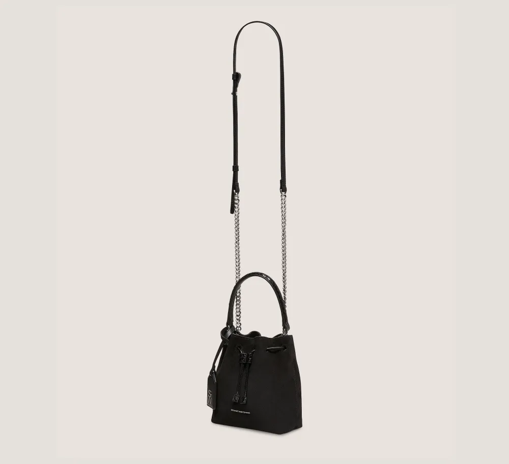 Stuart Weitzman HANDBAGS-CHANGE LOCATION Textured Suede & Snake/Black