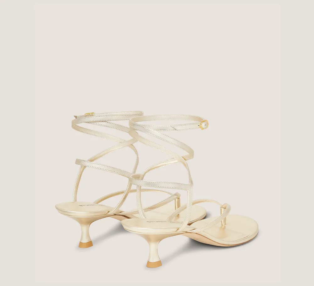 Stuart Weitzman Mid Heel Sandals|The SW Exclusives Collection-CHANGE LOCATION Liquid Metallic Leather/Light Gold