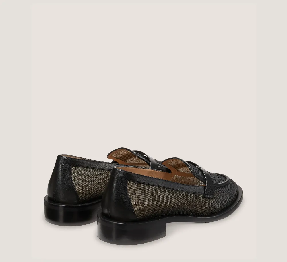 Stuart Weitzman The SW Extended Sizes Collection|Flats & Loafers-CHANGE LOCATION Mesh & smooth leather/Black