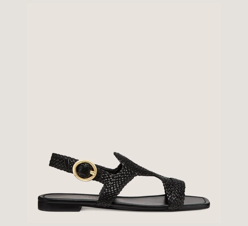Stuart Weitzman The SW Exclusives Collection|Flat & Low Heel Sandals-CHANGE LOCATION Woven leather/Black