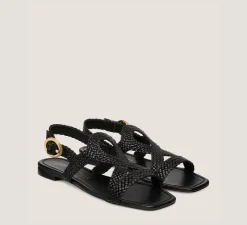 Stuart Weitzman The SW Exclusives Collection|Flat & Low Heel Sandals-CHANGE LOCATION Woven leather/Black