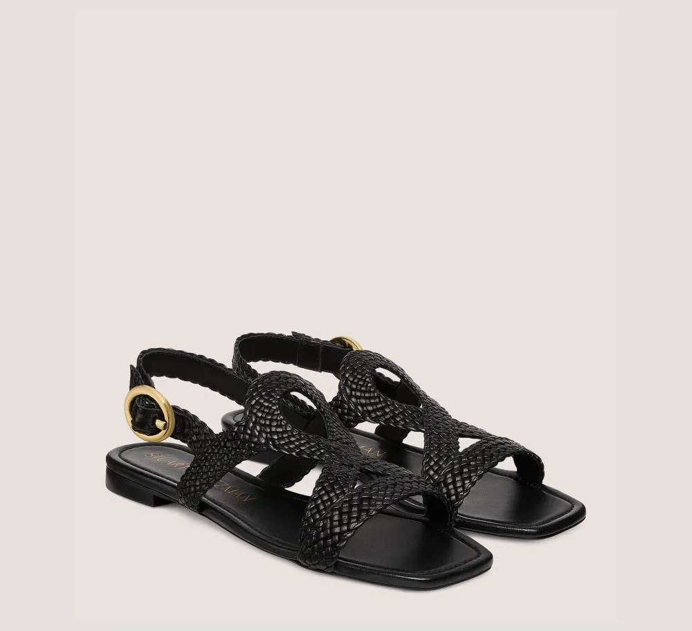 Stuart Weitzman The SW Exclusives Collection|Flat & Low Heel Sandals-CHANGE LOCATION Woven leather/Black