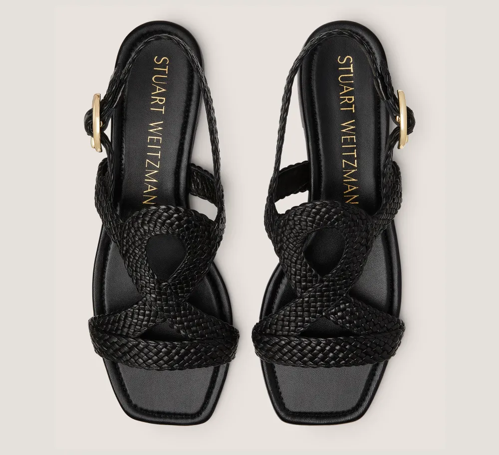 Stuart Weitzman The SW Exclusives Collection|Flat & Low Heel Sandals-CHANGE LOCATION Woven leather/Black