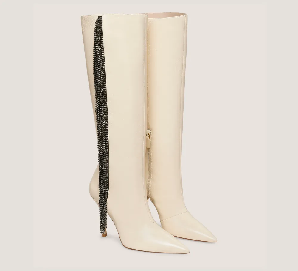 Stuart Weitzman The SW Exclusives Collection|The Occasion Edit-CHANGE LOCATION Glass calf leather & crystal/Alabaster & Black Diamond