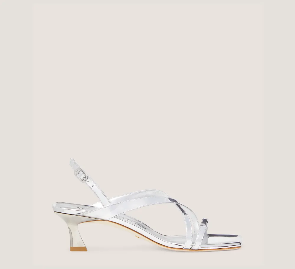 Stuart Weitzman Mid Heel Sandals|The Bridal Collection-CHANGE LOCATION Specchio leather/Silver