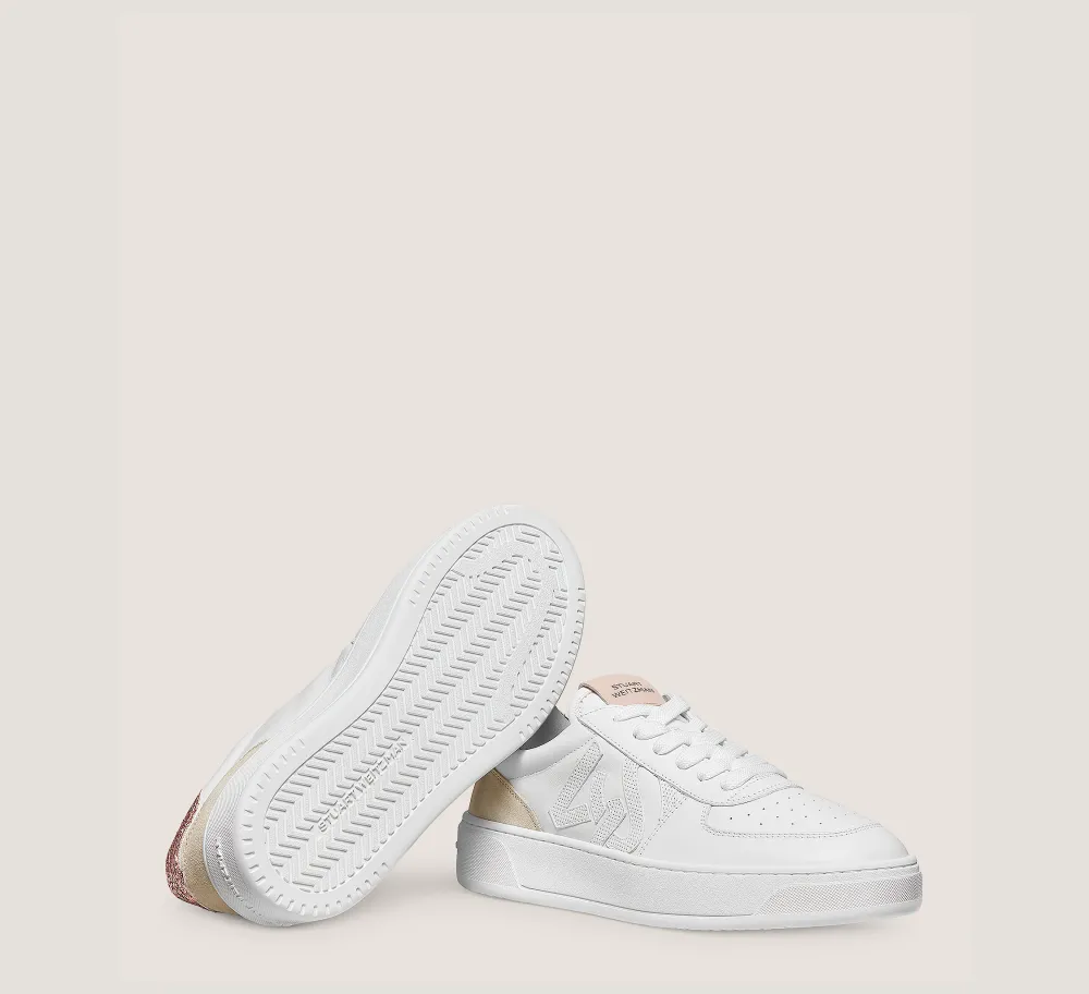 Stuart Weitzman Sneakers|The SW Exclusives Collection-CHANGE LOCATION Calf leather & glitter/White & Nude