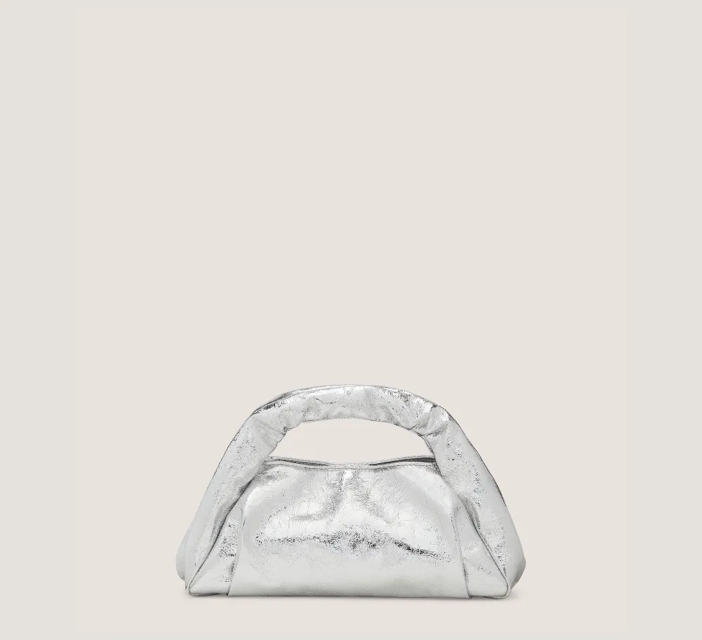 Stuart Weitzman HANDBAGS-CHANGE LOCATION Crushed Metallic Leather/Silver