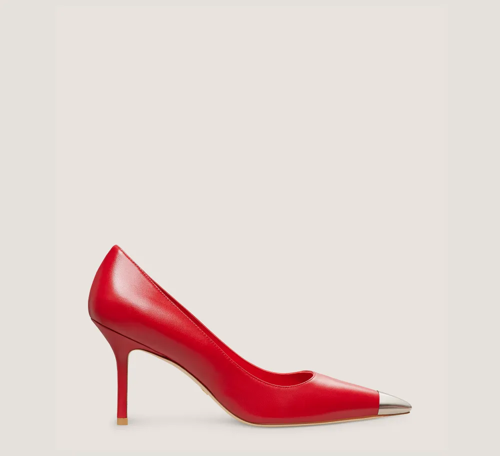 Stuart Weitzman The SW Exclusives Collection|Pumps & Heels-CHANGE LOCATION Lacquered nappa leather & metal/Cherry & Brushed Silver