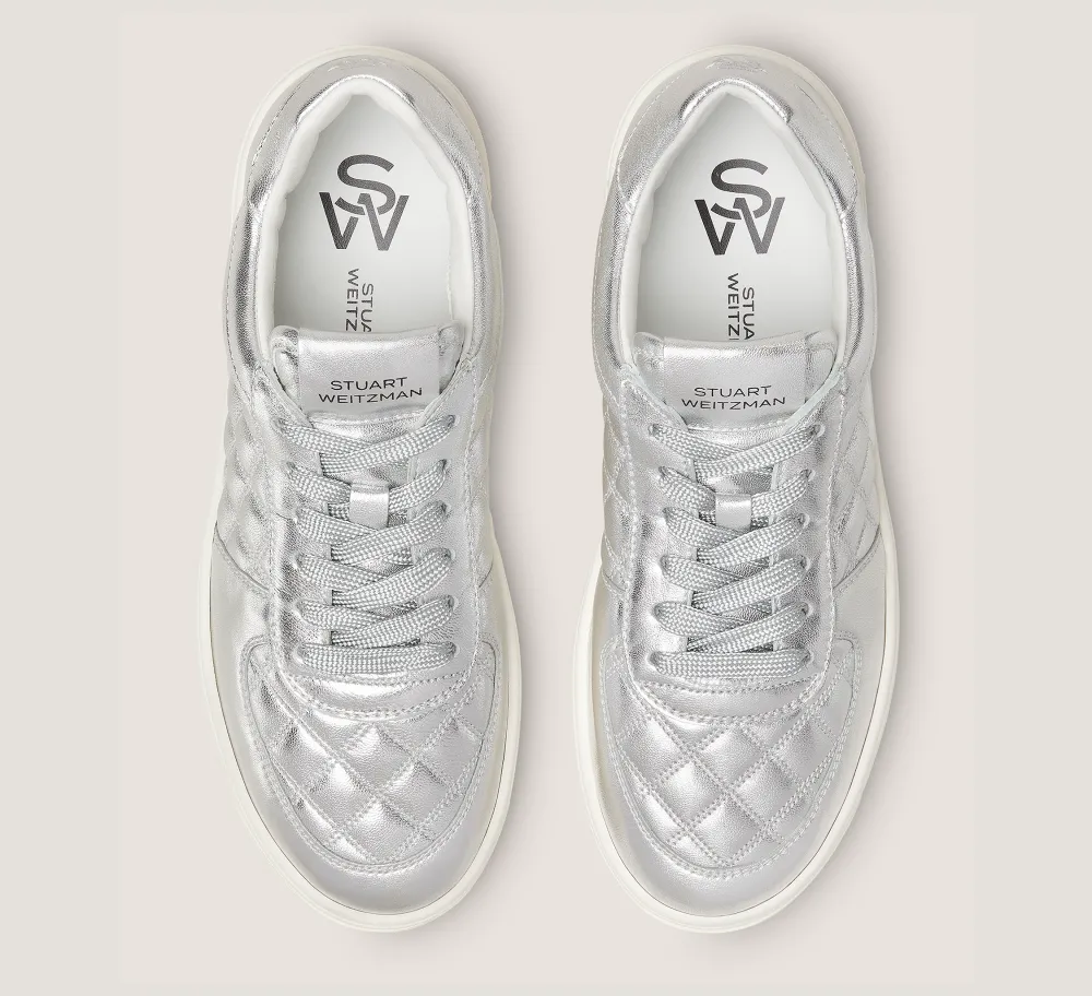 Stuart Weitzman Sneakers-CHANGE LOCATION Metallic Leather/Silver