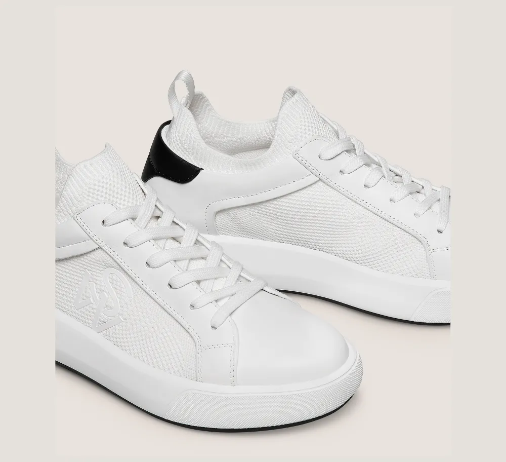 Stuart Weitzman The SW Exclusives Collection|Sneakers-CHANGE LOCATION Leather & knit fabric/White & Black