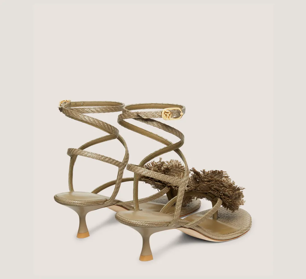 Stuart Weitzman Mid Heel Sandals|The Occasion Edit-CHANGE LOCATION Luxe Raffia/Khaki
